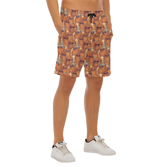 Retro Furry Friend Summer Vibes - Men’s Pocket Beach Shorts