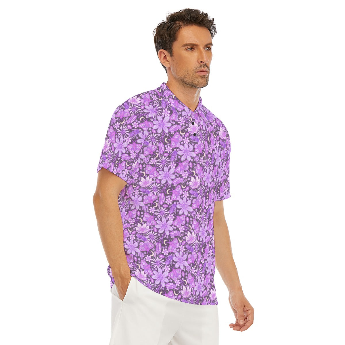 Purple Crystal Moths - Men's Polo Shirt