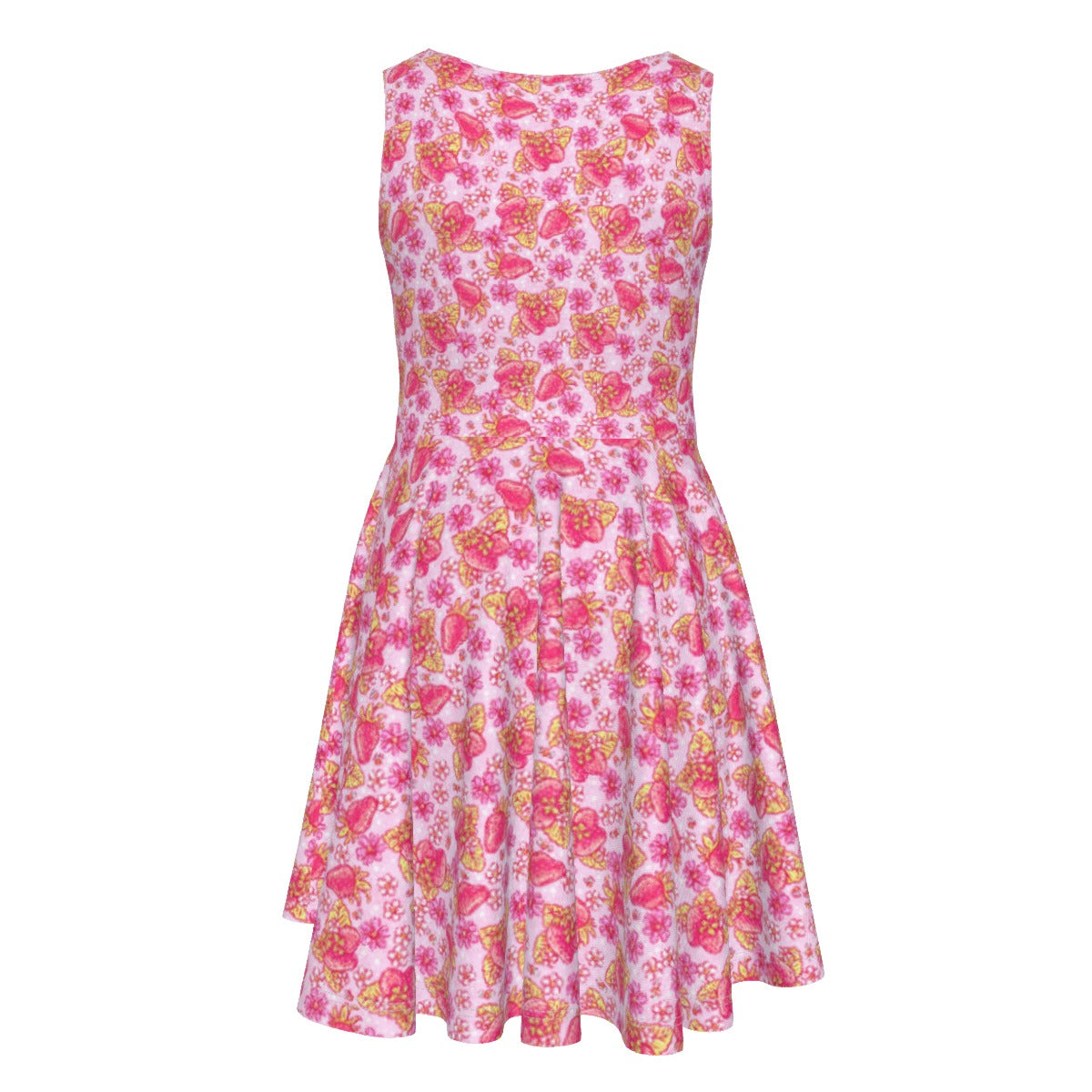 Summer Fruits - Strawberry - Kid's Sleeveless Skater Dress