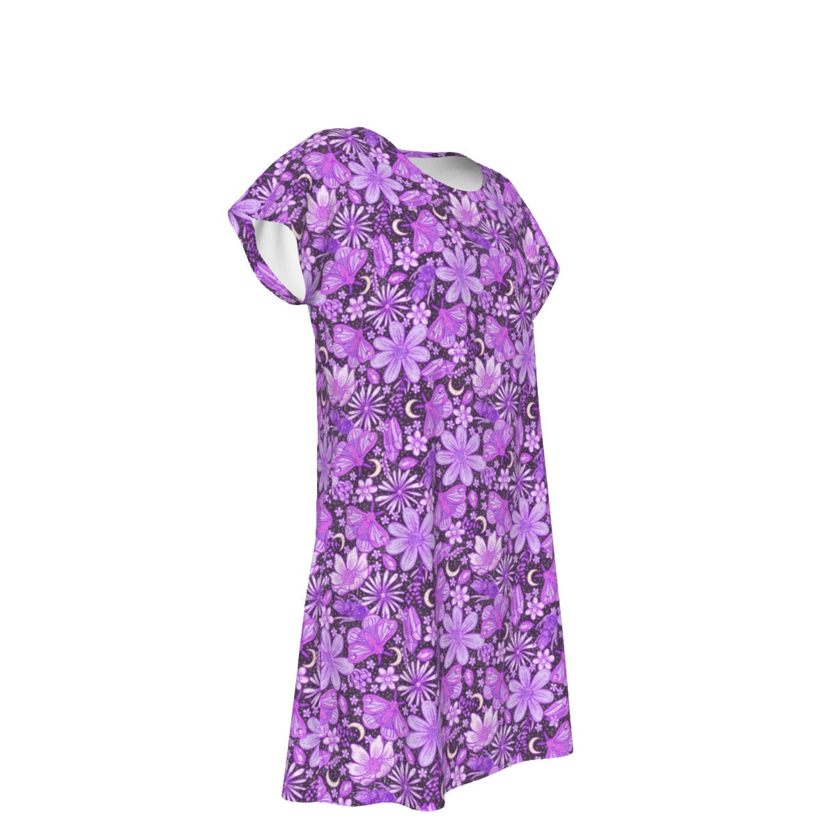 Purple Crystal Moths - Women's T-Shirt Dress