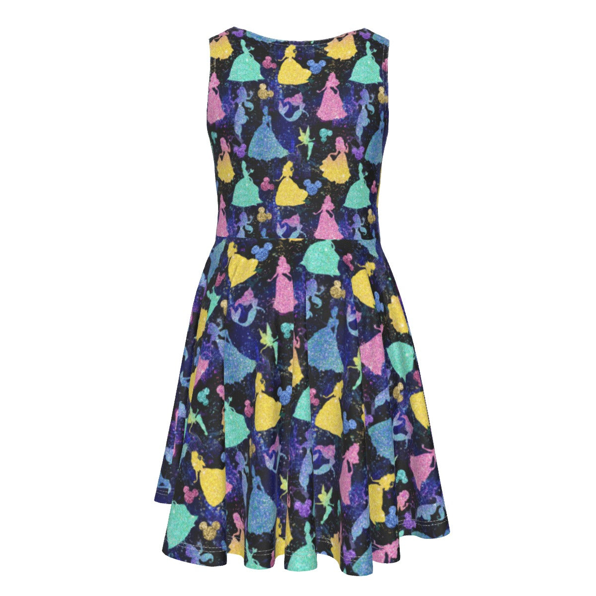 Princess Glitter Silhouettes - Kid's Sleeveless Skater Dress