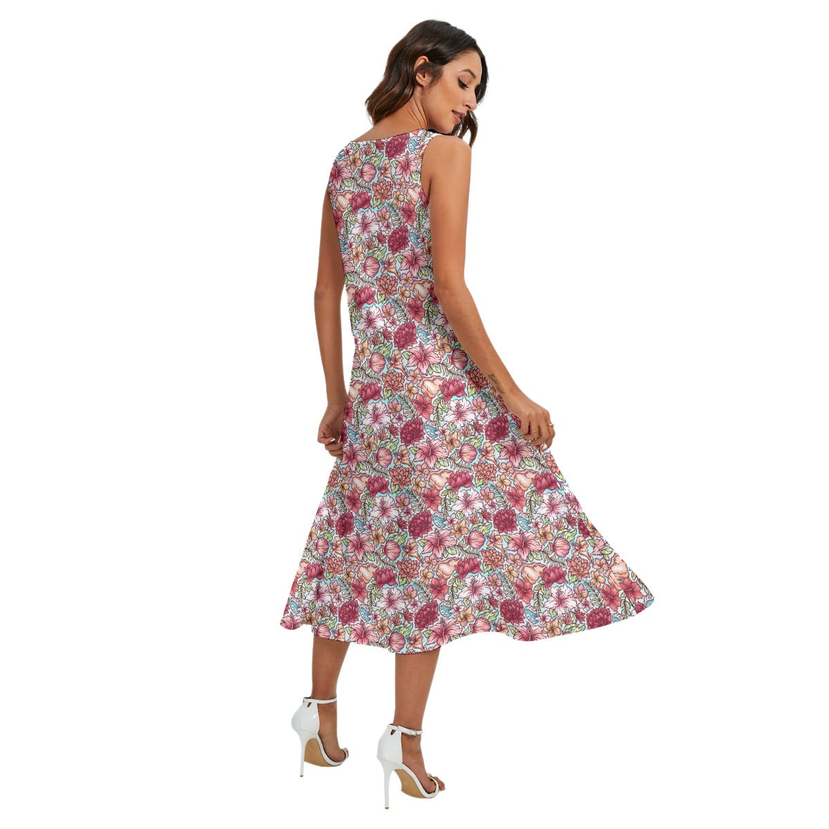 Fairytale Florals – Island Princess - Women’s Diagonal Pocket Midi Dress
