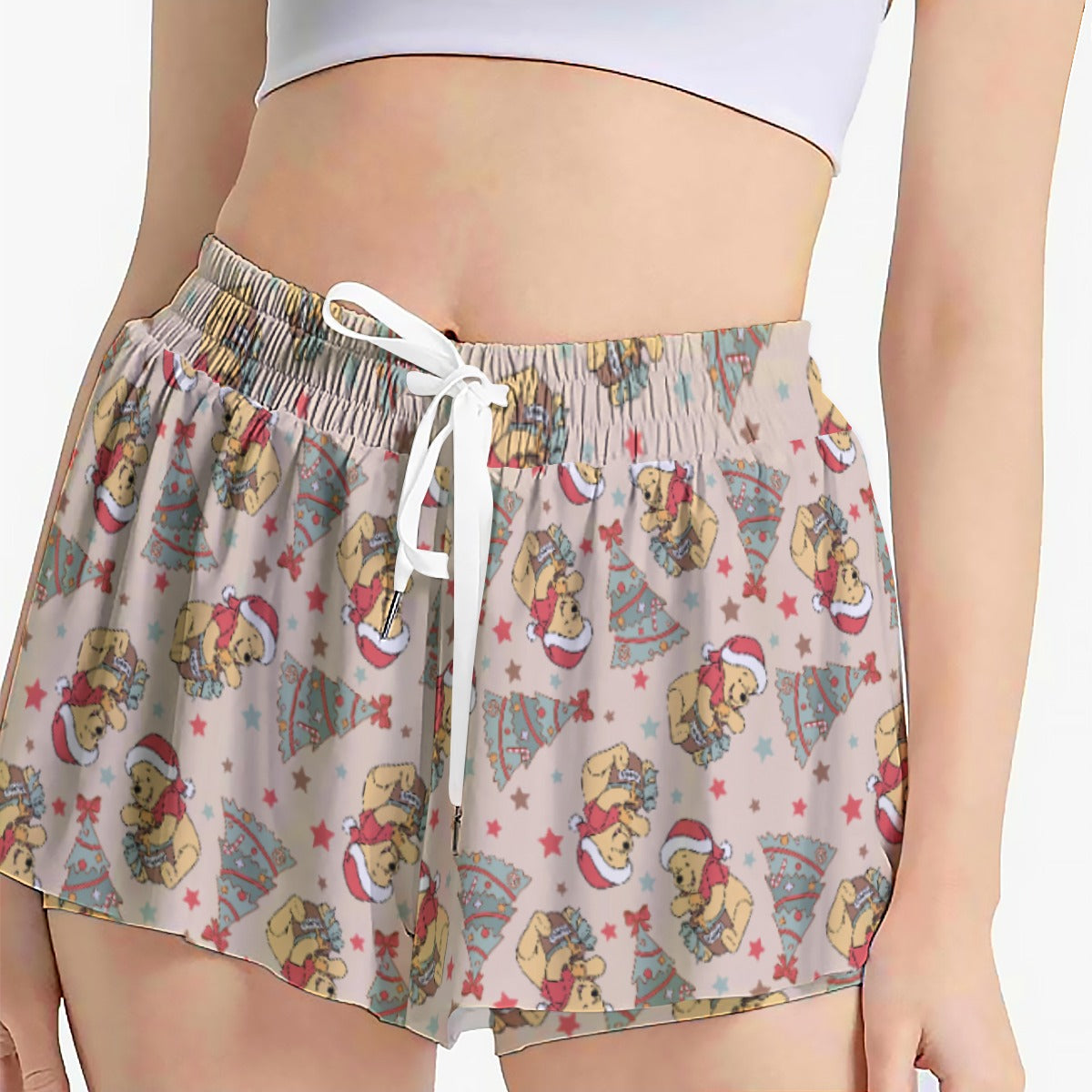 Cozy Bear Holiday Cheer - Women's Flowy Pocket Shorts