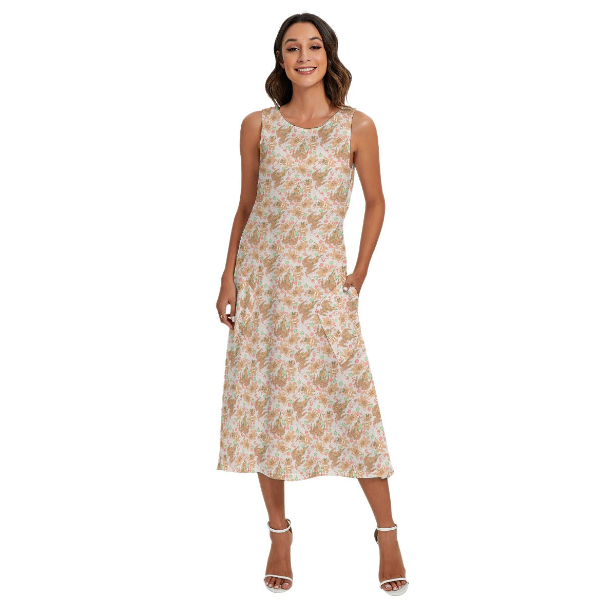 Festive Gingerbread Treats - Women’s Diagonal Pocket Midi Dress