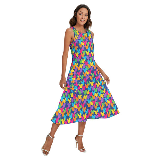 Bright Mouse Ear Balloons - Women’s Diagonal Pocket Midi Dress