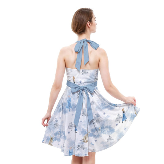 Enchanted Winter Landscape - Women's Halter Vintage Pocket Dress
