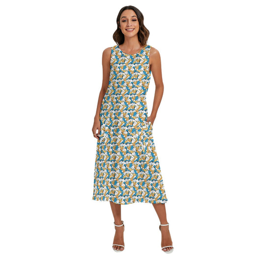 Many Faces of Feisty Duck - Women’s Diagonal Pocket Midi Dress
