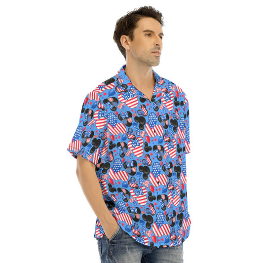 Mouse Fourth of July Celebration - Men's Hawaiian Button Up Shirt
