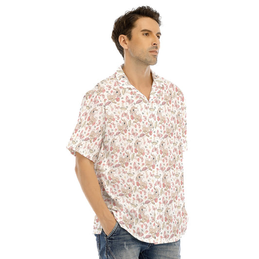 Woodland Bunny Cottagecore - Men's Hawaiian Button Up Shirt
