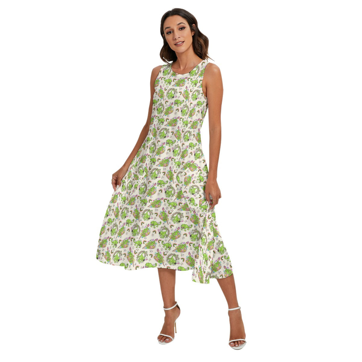 Colorful Chameleon Splash - Women’s Diagonal Pocket Midi Dress
