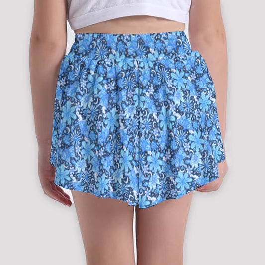 Blue Crystal Moths - Girls’ Flowy Pocket Shorts