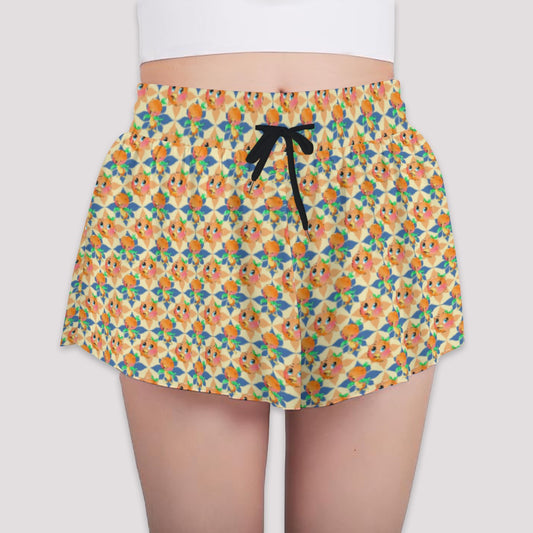Retro Citrus Play - Girls’ Flowy Pocket Shorts
