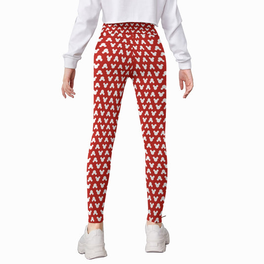 Playful Polka Dot Ears Red - Kid's Leggings