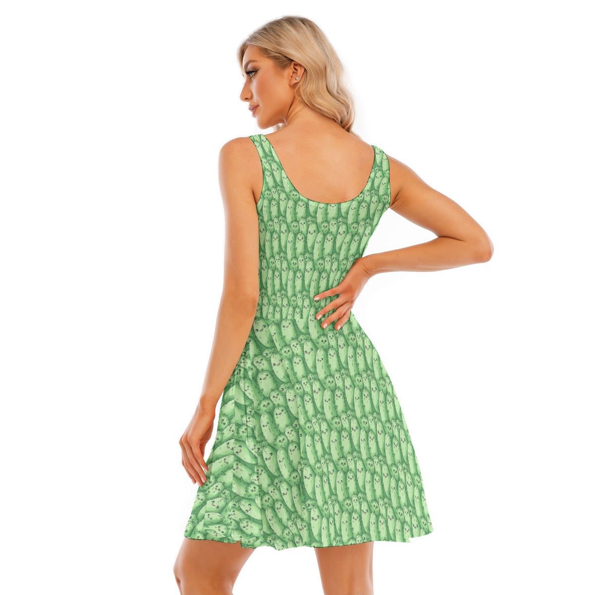 Kawaii Pickle Party - Women's Sleeveless Pocket Skater Dress