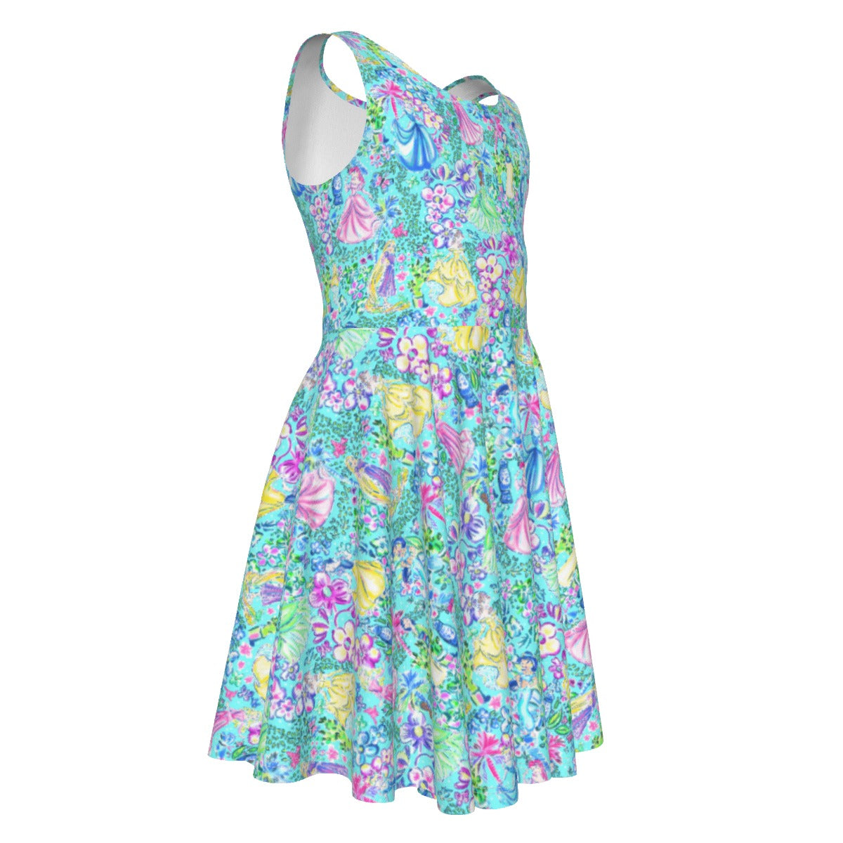 Bright Tropical Princess - Royal Garden Mashup - Kid's Sleeveless Skater Dress