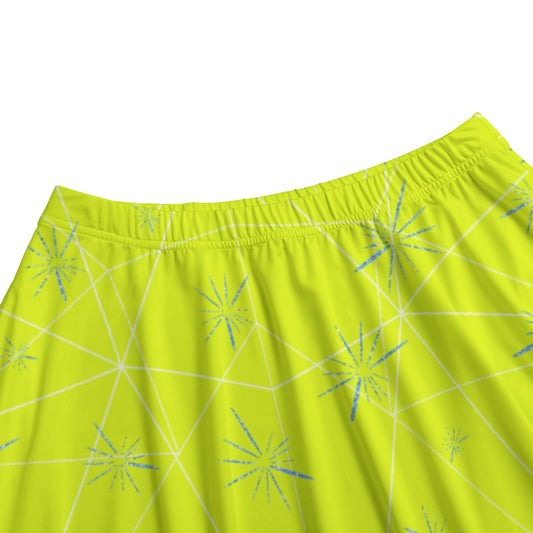 Joyful Blue & Yellow Florals - Women’s Pocket Midi Skirt