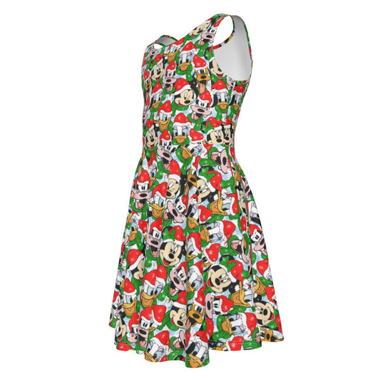 Mouse Friends in Santa HatsHats - Kid's Sleeveless Skater Dress