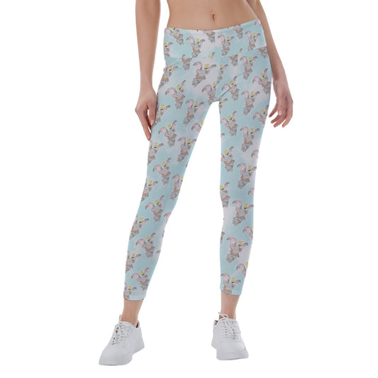 Sketch of Flying Elephant - Women's Yoga Leggings