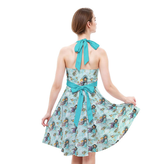 Whimsical Desert Princess - Women's Halter Vintage Pocket Dress