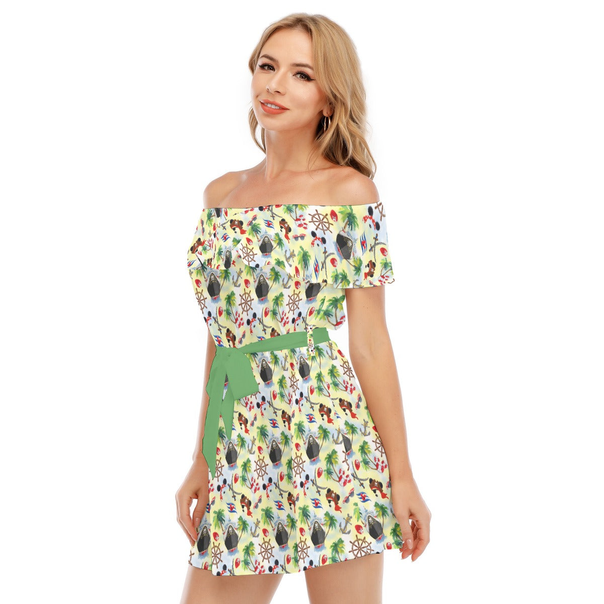 Pirate Night Cruise - Women's Off-shoulder Ruffle Dress