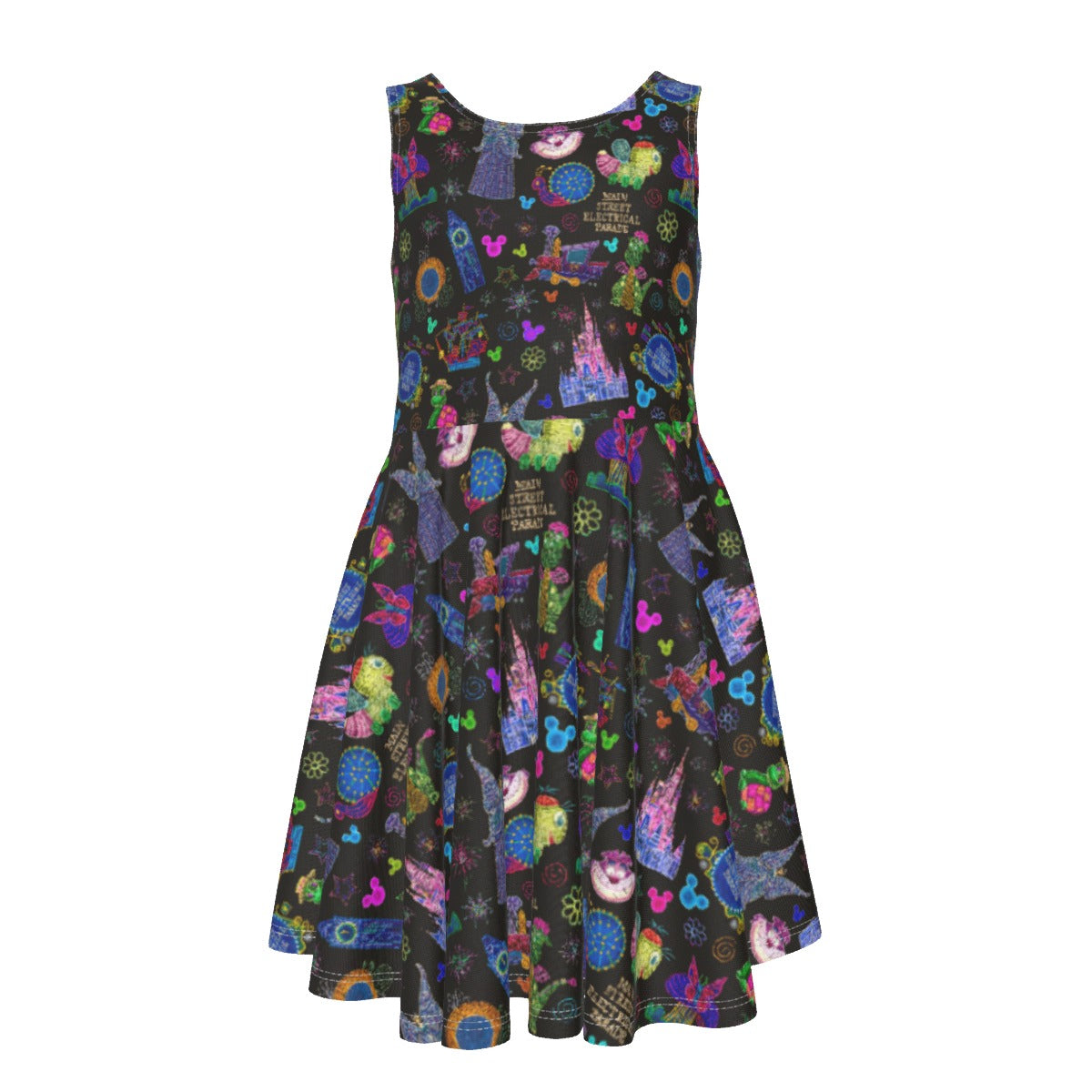 Main Street Neon Parade - Kid's Sleeveless Skater Dress
