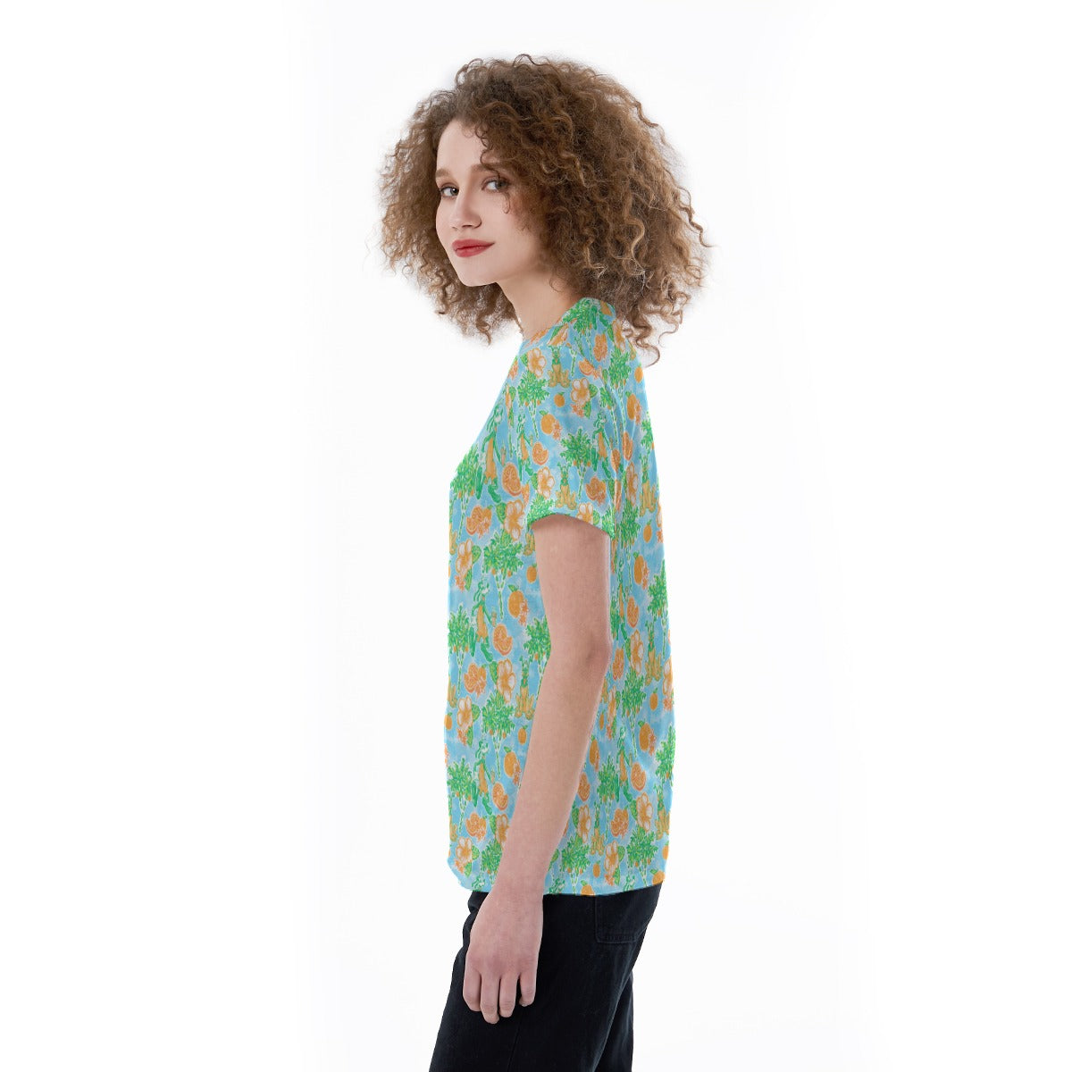 Neon Tangerine Island Pals - Women's Short Sleeve V-Neck T-Shirt