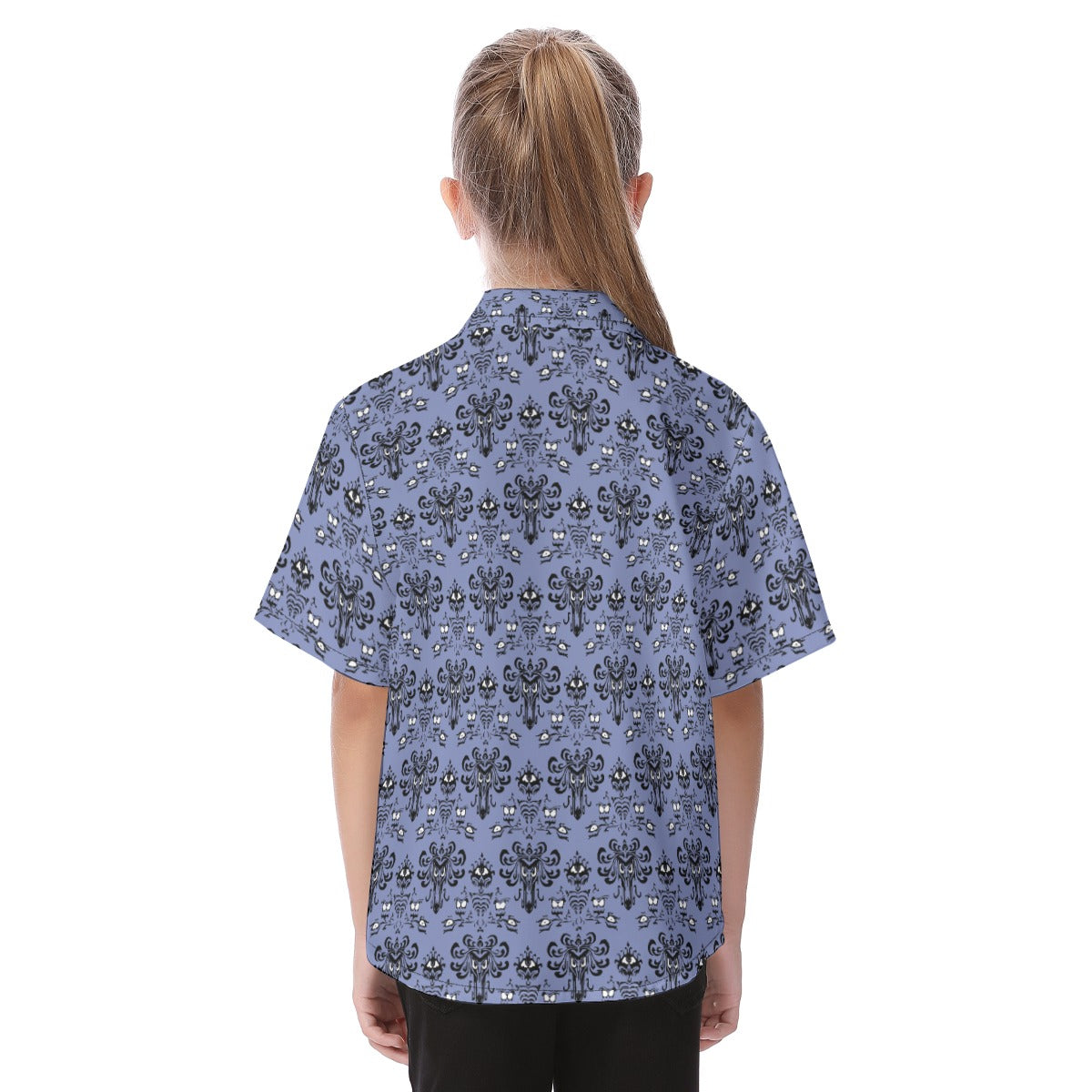 Spooky Mansion Wallpaper - Kid's Hawaiian Button Up Shirt