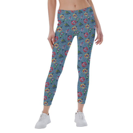 Holiday Baubles with Mischievous Blue Alien - Women's Yoga Leggings