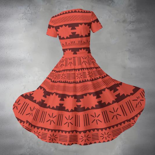 Island Tribal Patterns - Women's V-Neck Ruched Midi Dress