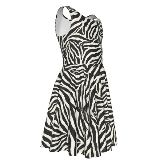 Animal Print - Zebra - Kid's Sleeveless Skater Dress