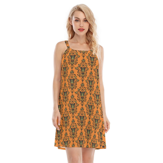 Haunted Halloween Mansion Wallpaper - Women’s Adjustable Sundress