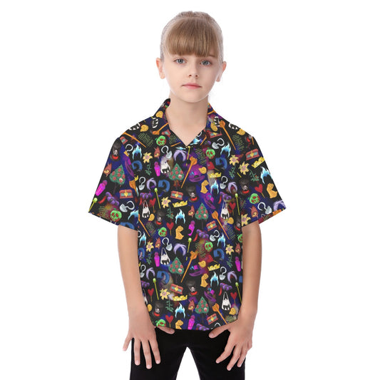 Villainous Icons Collage - Kid's Hawaiian Button Up Shirt