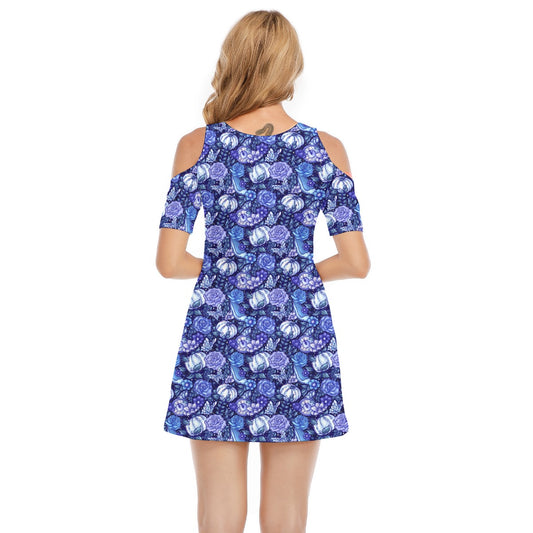 Fairytale Florals – Royal Ball - Women's Cold Shoulder Cotton Dress