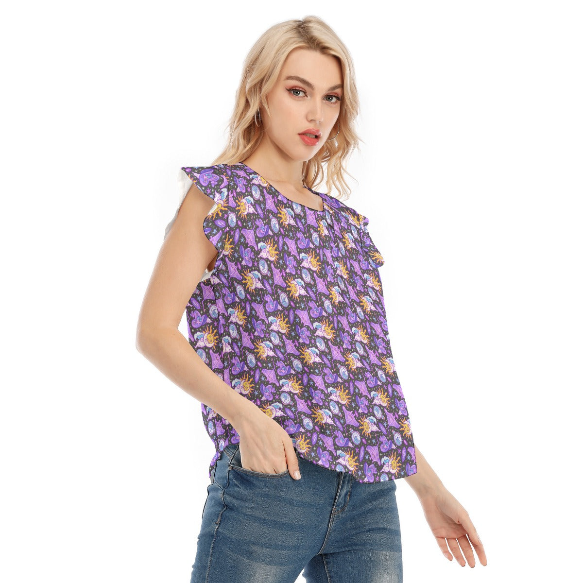 Mystical Manta Rays - Women’s Flutter Sleeve Top
