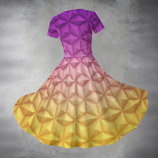 Geometric Spaceship Sphere - Women's V-Neck Ruched Midi Dress