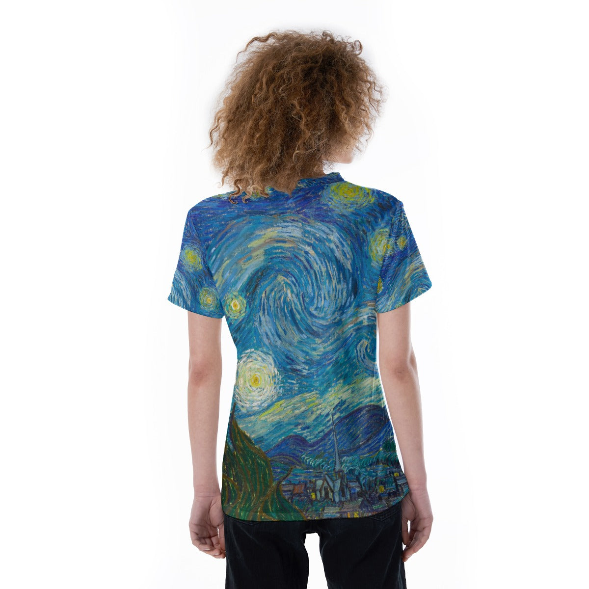 Van Gogh Starry Night - Women's Short Sleeve V-Neck T-Shirt