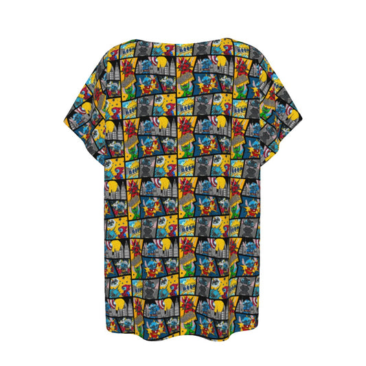 Superhero Stitch - Comic Action - Women’s Relaxed Fit Scoop Tee