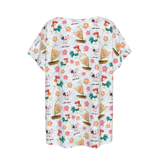 Island Pig & Rooster Duo - Women’s Relaxed Fit Scoop Tee