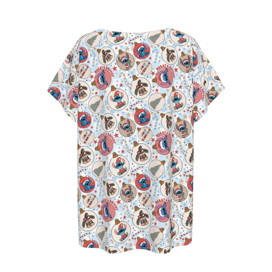 Festive Elf and Ornament Fun - Women’s Relaxed Fit Scoop Tee