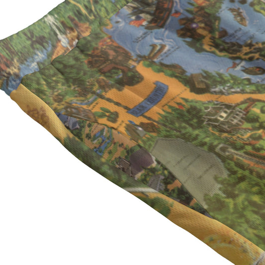 Vintage Theme Park Map- Men’s Pocket Sports Shorts