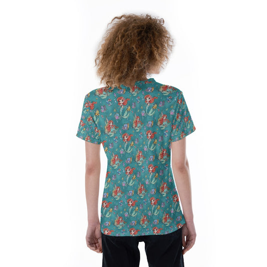 Whimsical Ocean Princess - Women's Short Sleeve V-Neck T-Shirt