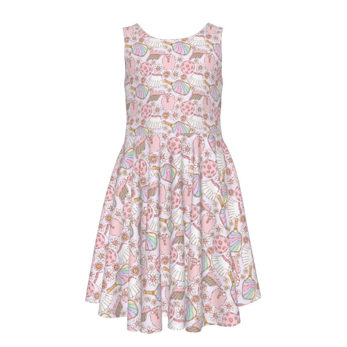 Rainbow Pickleball - Kid's Sleeveless Skater Dress
