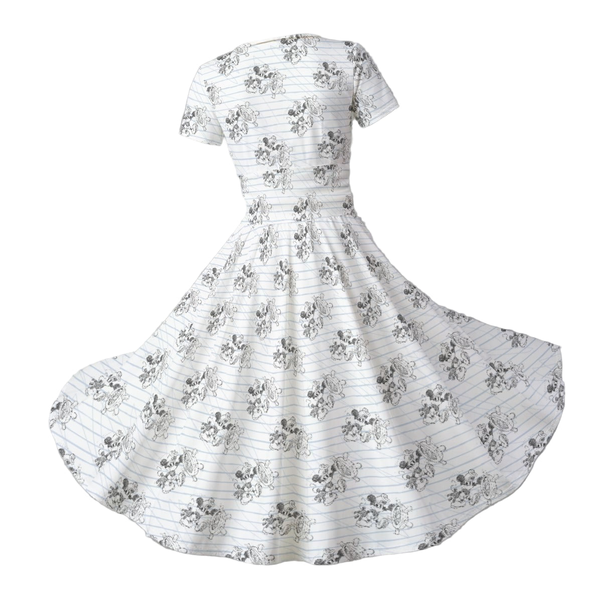 Sketch of Steamboat Mouse - Women's V-Neck Ruched Midi Dress