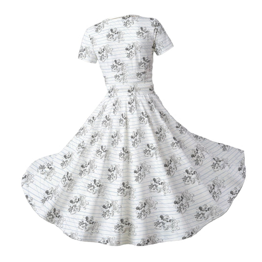 Sketch of Steamboat Mouse - Women's V-Neck Ruched Midi Dress