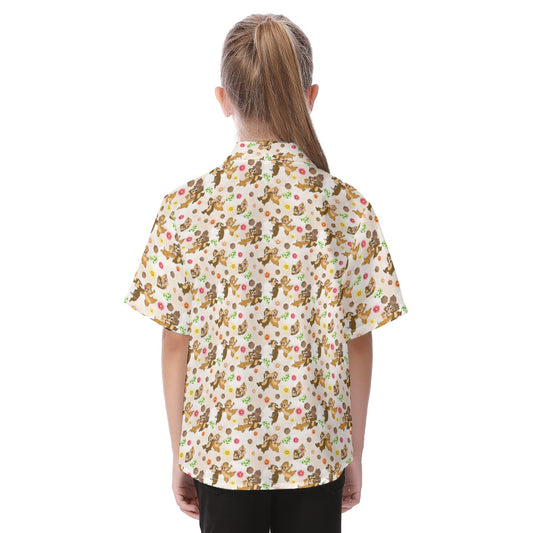 Cheeky Chipmunk Duo - Kid's Hawaiian Button Up Shirt