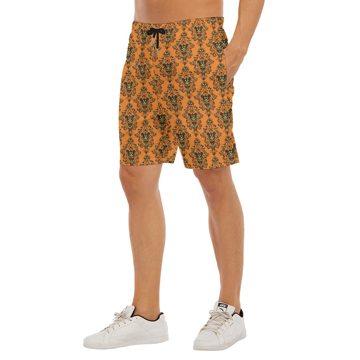 Haunted Halloween Mansion Wallpaper - Men’s Pocket Beach Shorts