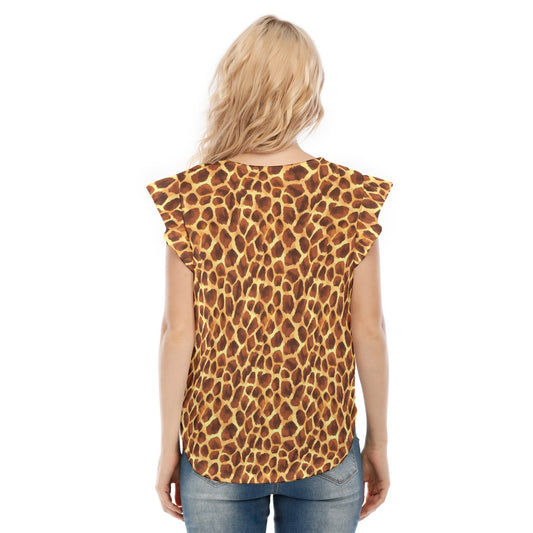 Animal Print - Giraffe - Women’s Flutter Sleeve Top