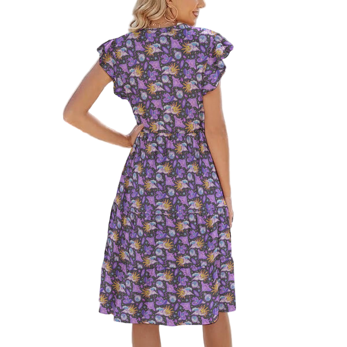 Mystical Manta Rays - Women's Tiered Pocket Midi Dress