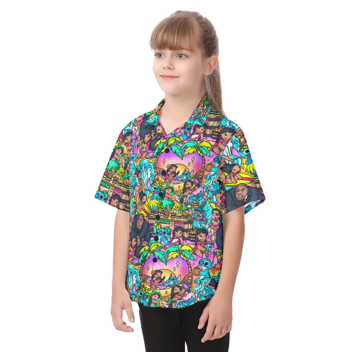 Ohana Island Storybook Scenes - Kid's Hawaiian Button Up Shirt