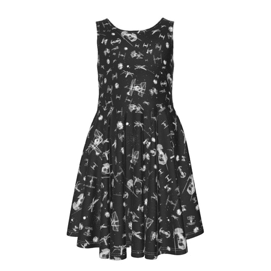 Epic Space Battle Ships- Kid's Sleeveless Skater Dress